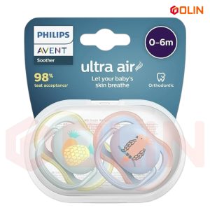 AVENT Ultra Air Baby Soother Orthodontic Pacifiers, 0-6 Months - Pack of 2
