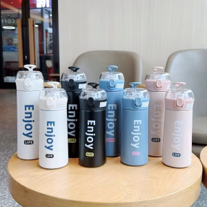 YoUCuP Stainless Steel Thermos Flask Water Bottle with Straw, 500 ML