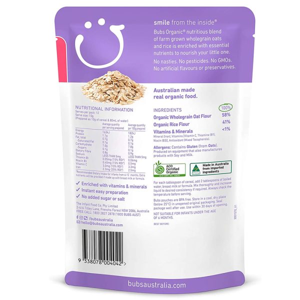 Bub's Organic Baby Instant Oats - 500g - Image 7