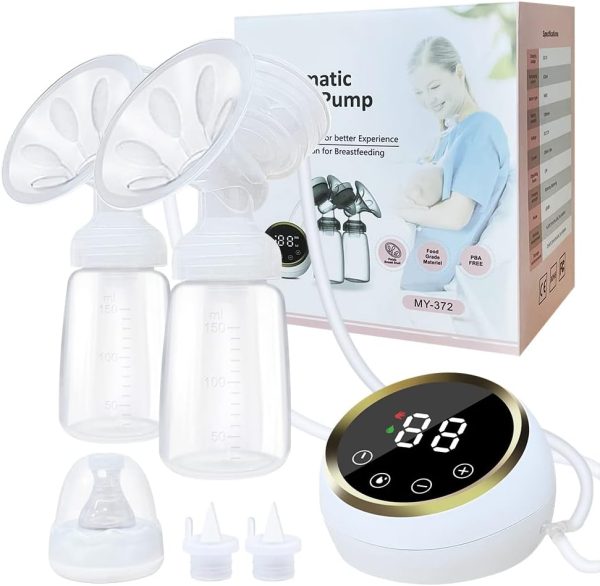 Electric Double Breast Pump Hands Free Breast Pump for Breastfeeding 3 Modes & 9 Adjustable Levels Low Noise LED Screen, Model: MY-372 - Image 2