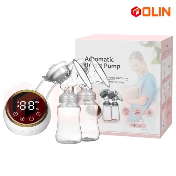Electric Double Breast Pump Hands Free Breast Pump for Breastfeeding 3 Modes & 9 Adjustable Levels Low Noise LED Screen, Model: MY-372