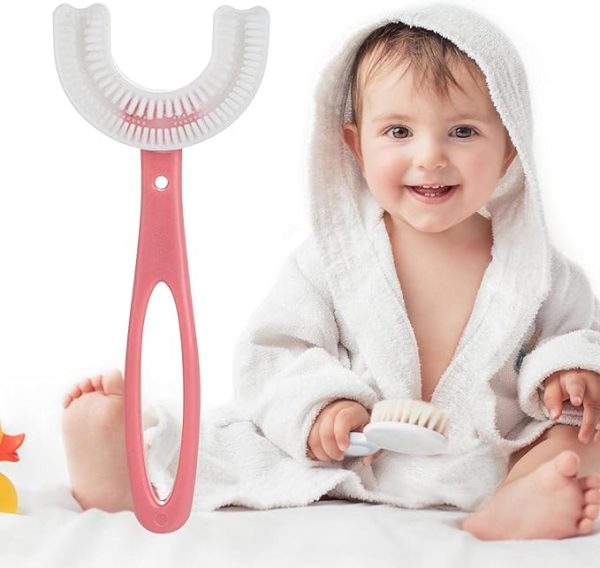 Toothbrush U Shaped For Kids, Soft Silicone Brush Head Whole Mouth with Handle 360 ° - Image 2